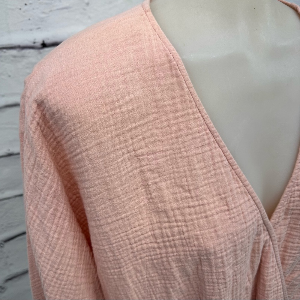 Ava & Viv Women Pink Crepe Long Sleeve Blouse V Neck Wrap Stretch Waist … - Picture 3 of 12